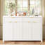 Buffet moderne de 55,1 po avec 2 tiroirs et 4 portes, tablettes réglables, motif à vagues, poignées en aluminium, panneau de fibres à densité moyenne peint, rangement scandinave-791055431