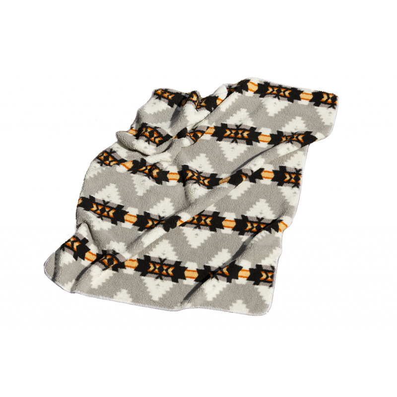 Gray Knitted Sherpa Geometric Reversable Throw