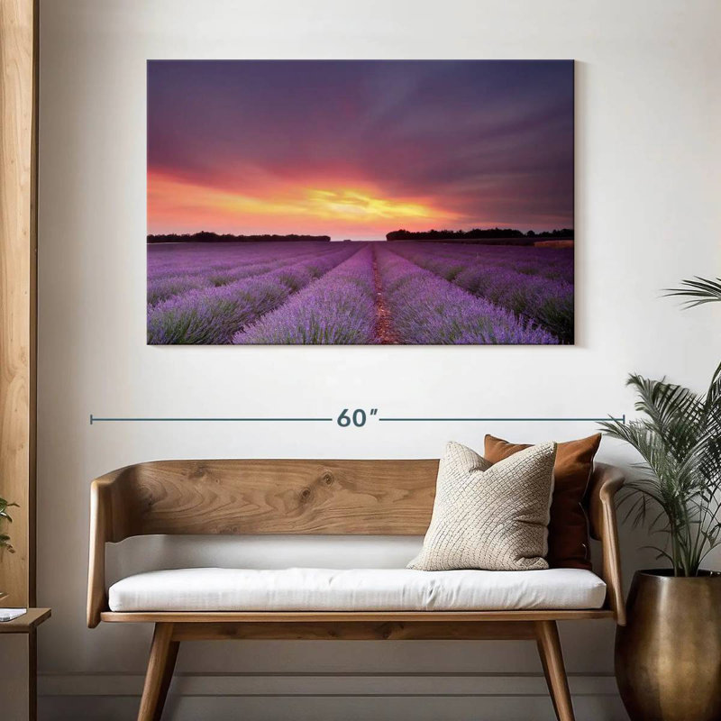 Alvord, coucher de soleil sur un champ de lavande, H 32 po x l 48 po