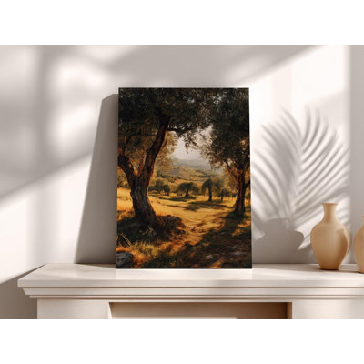 Tuscan Olive Grove Canvas Art: Golden Hour Italian Landscape