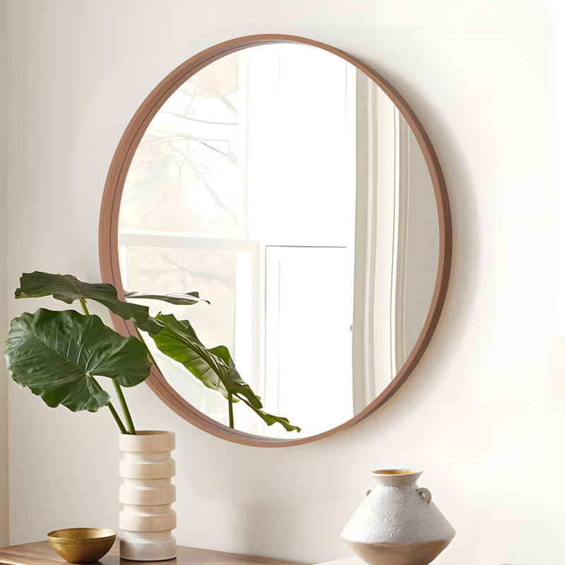 Karrina Round Mirror, 24" x 24", Walnut