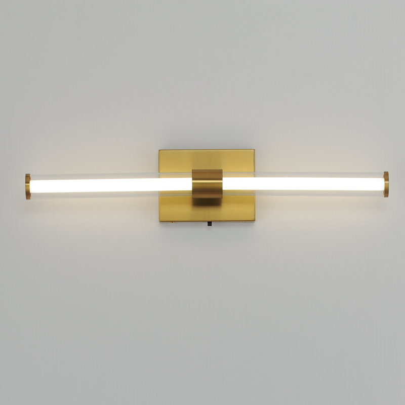 Machaela Single Transparent Dimmable LED Bath Bar, Natural Aged Brass