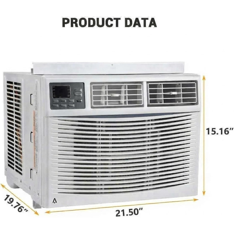 Climatiseur de fenêtre intelligent 12 000 BTU avec Wi-Fi, climatiseur écoénergétique, refroidissant jusqu'à 600 pieds carrés Pieds carrés, déshumidificateur et ventilateur intégrés, mode veille, minuterie 24H, filtre lavable, installation facile