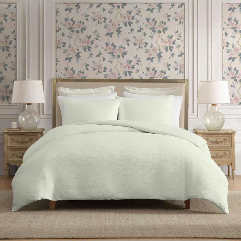 Ensemble de housse de couette Laura Ashley, Housse de couette pour grand lit et 2 taies décor, Vert