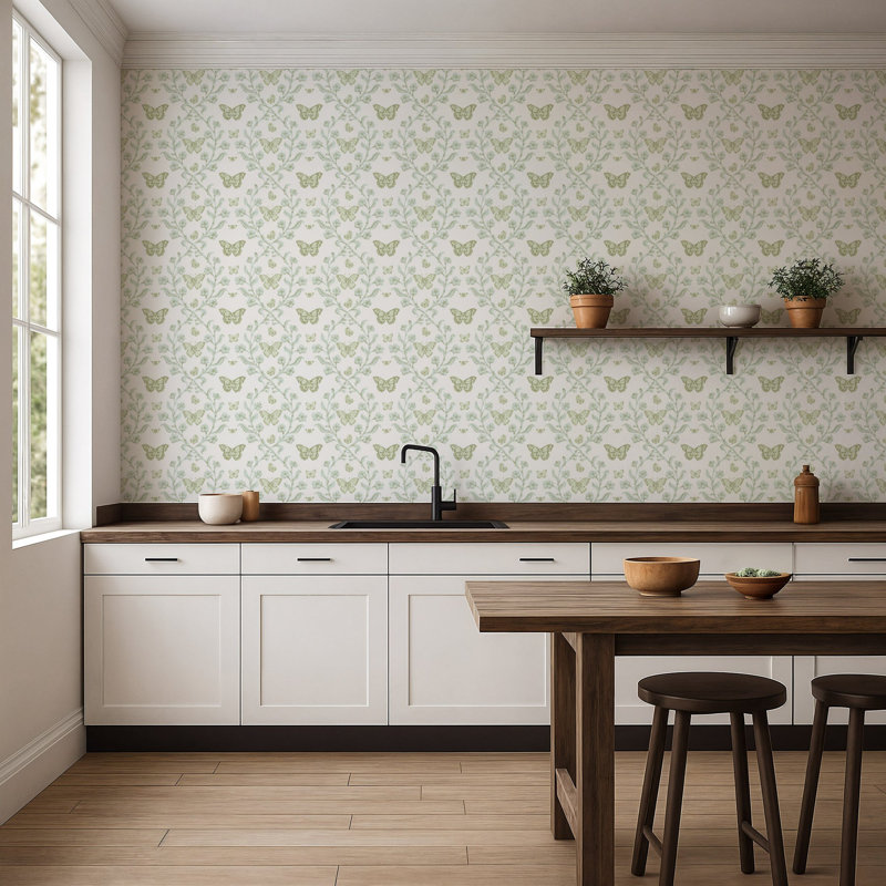 Butterfly Garden - Wallpaper, Morning Glow, Peel & Stick