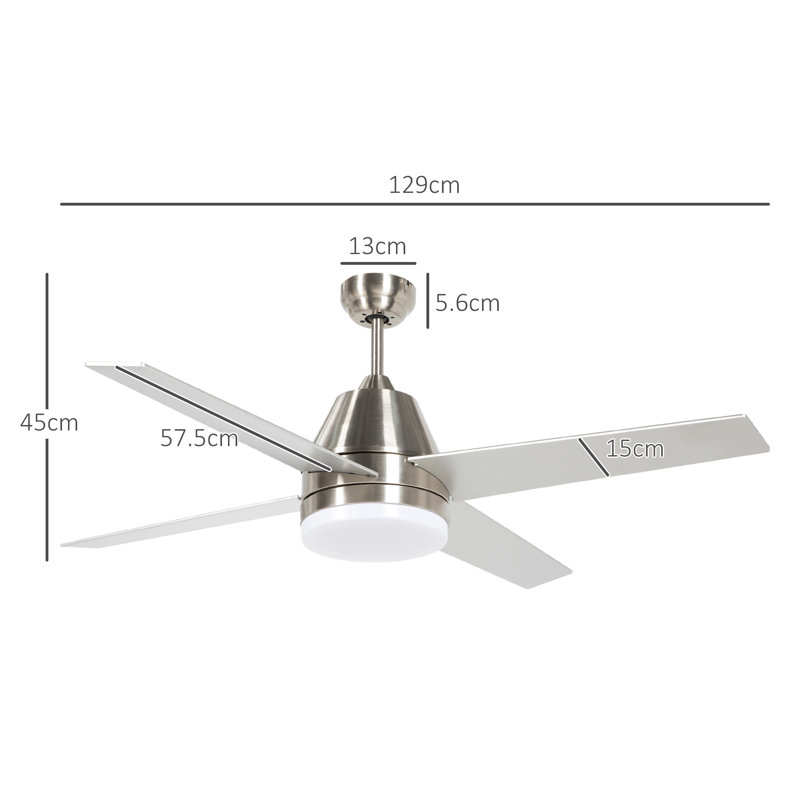 Ozelia Ceiling Fan with LED Lights, Silver, Silver