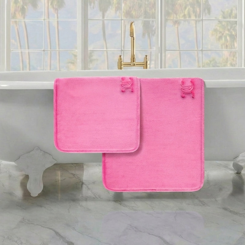 Juicy Couture Gothic Initials Memory Foam Bath Mat Set, Gothic Initials Hot Pink