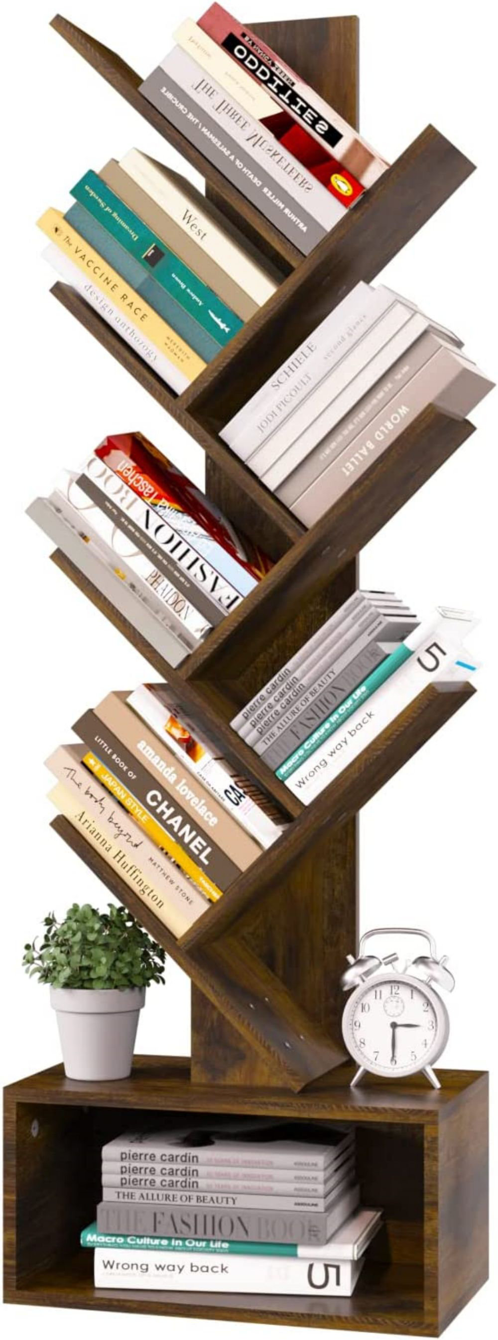 Tree Bookshelf, Bookcase 9 Tier Free Standing Wood Book Rack