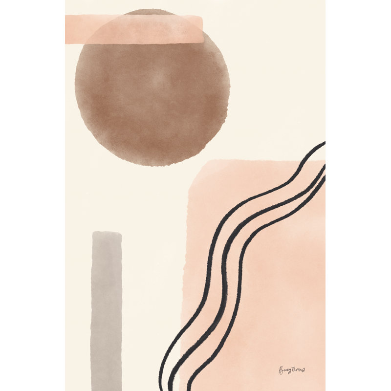 «Geo Abstract II Neutral Pink» par Becky Thorns - impression, H 12 po x l 8 po, Non, Toile tendue