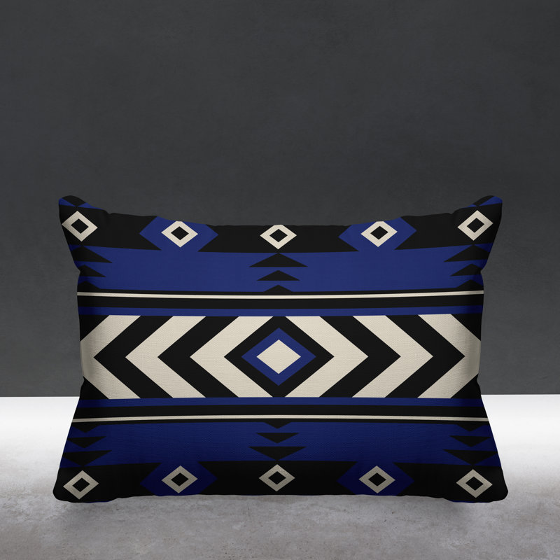 Coussin intérieur / extérieur Fika Southwestern, Bleu marine