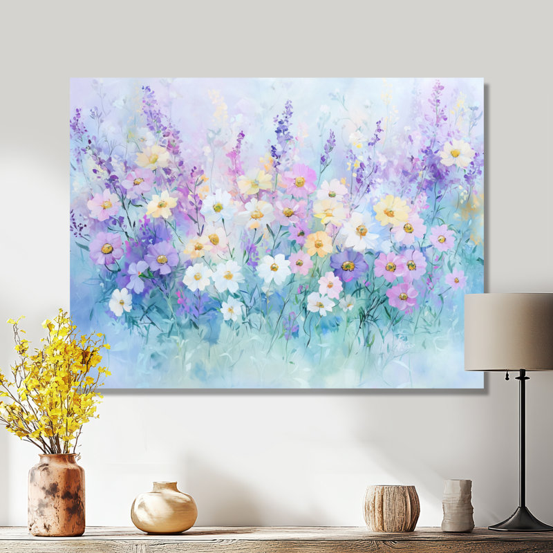Lavande aux couleurs du bouquet de fleurs sauvages IV - impression florale en métal murale, impression sur métal