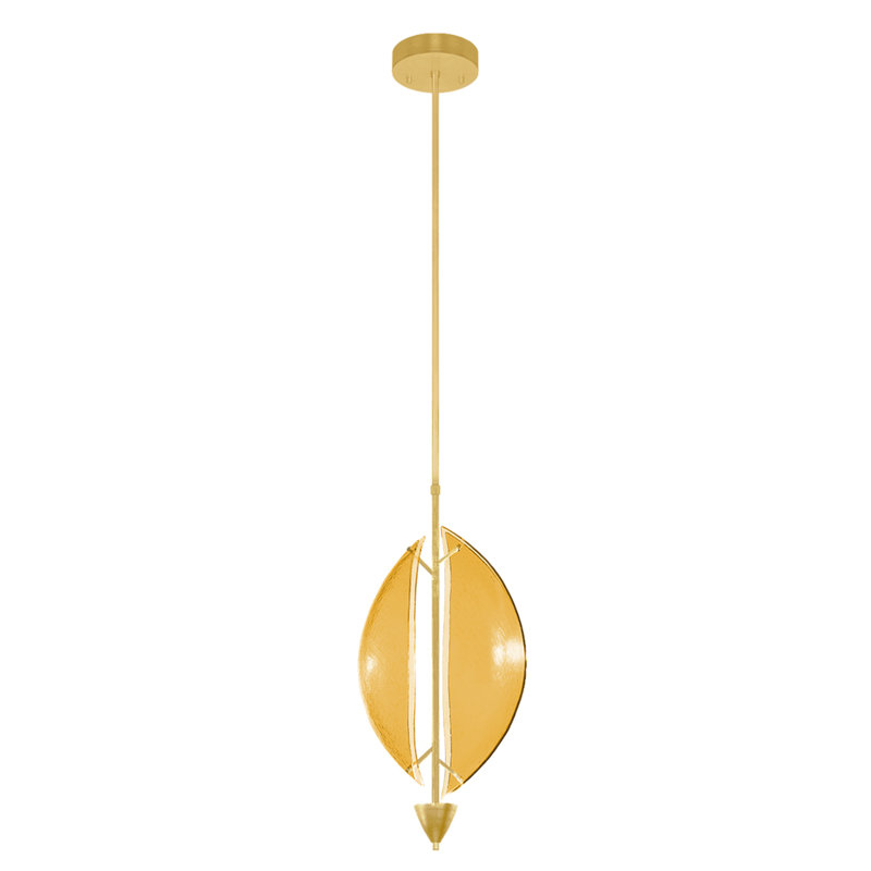 Luminaire suspendu rond l 11 po Embark, Feuille d'or standard, Ambre