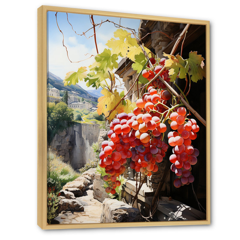 Impression sur toile, "Pink Vineyard", Cadre naturel flottant, H 40 po x l 30 po x P 1,5 po