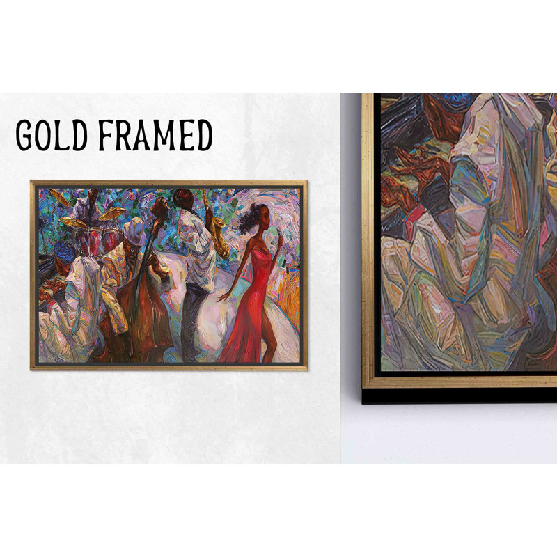 Impression sur toile Elegant African Jazz Singer - Modern Home Decor Art, 1P GoldFramedCanves, 59,1 po H x 82,7 po l