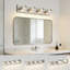 Luminaire de meuble-lavabo à détecteur de mouvement à DEL avec éclairage à intensité variable 3CCT, 4 têtes rotatives réglables, finition nickel brossé pour applique murale moderne de miroir de salle de bain