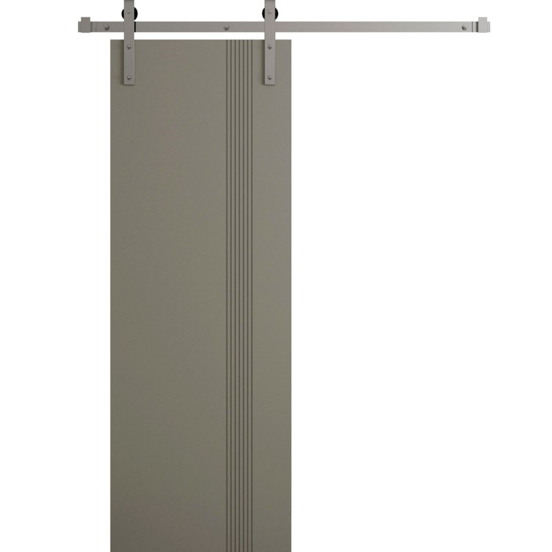 Porte de grange double moderne - ESSENTIAL 0777 - Ensemble de rail de 13 pi - Portes intérieures à panneau plein, 1