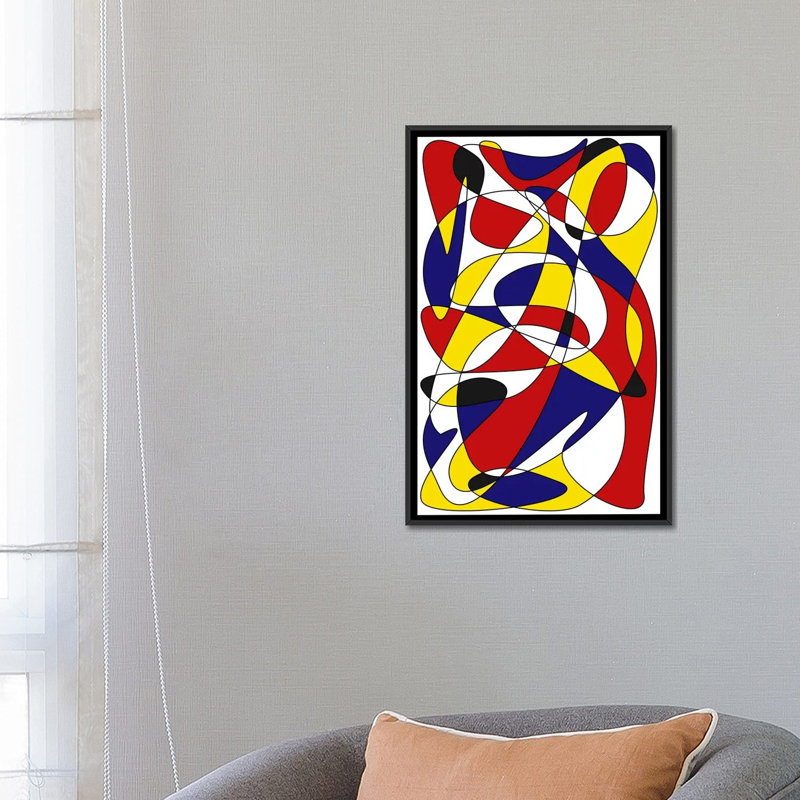 «Mondrian and Gauss», impression sur toile, H 26 po x l 18 po x P 1,5 po, Toile avec cadre noir, Pas de tapis