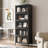 78.75'' Tall Iron Display Cabinet With Glass Doors, 5-Tier Steel Barister Bookcase With LED Lights For Collectibles, Modern Style Curio Cabinet For Home Living Room Office Study & Playroom