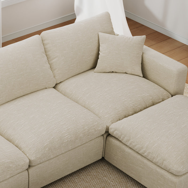 Upholstered Sectional Sofa, Cloud Sofa Modular Sectional Sofa for Living Room Office Apartment, Beige