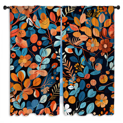Floral Window Curtains Pattern Sheer & Room Darkening - 2 Panels
