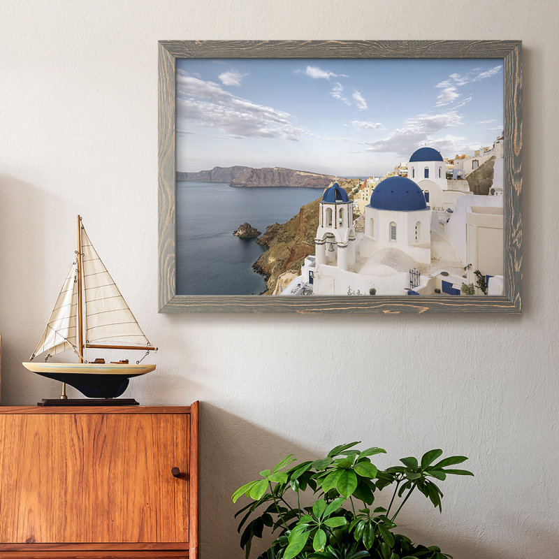 Santorini View, reproduction d'art sur toile, Gris, H 22 po x l 32 po x P 1,5 po
