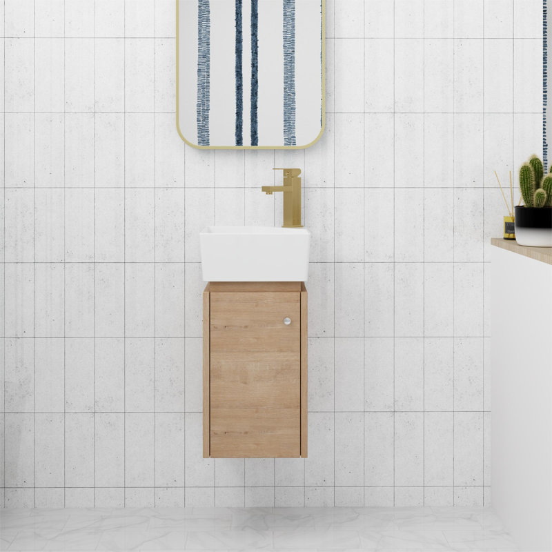 Ensemble de meuble-lavabo simple 12 po Ahders, Imitation chêne