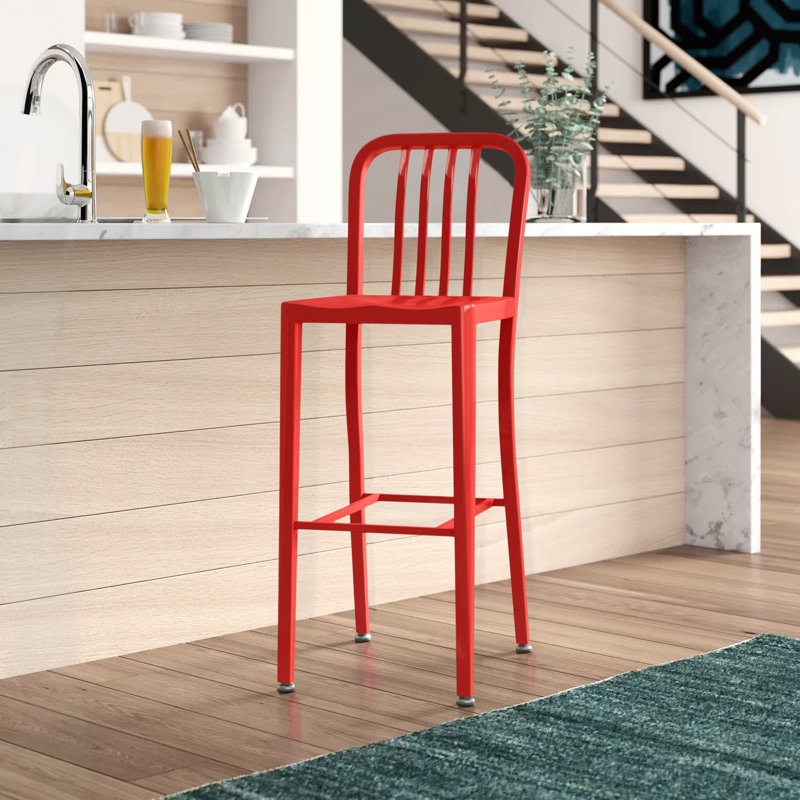 Tabouret de comptoir de 24 po en métal de qualité commerciale avec repose-pieds Carouthers par Flash Furniture, Rouge
