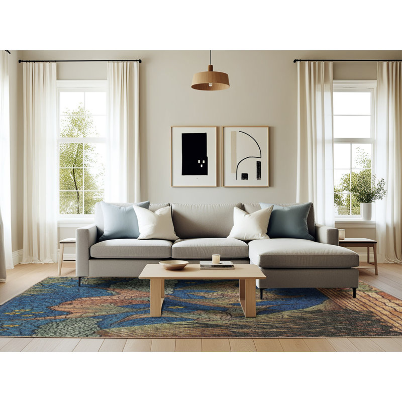 Tapis bleu / brun, Rectangle 6 pi x 9 pi