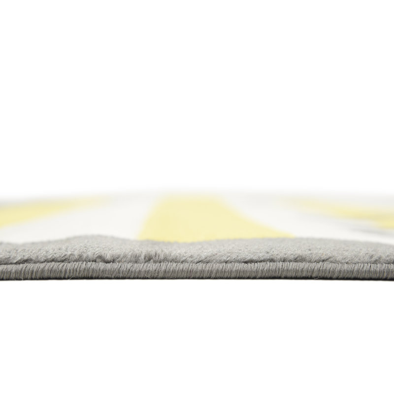 Tapis ivoire / jaune citron / gris foncé Abagail, Rectangle 9 pi x 12 pi 2 po