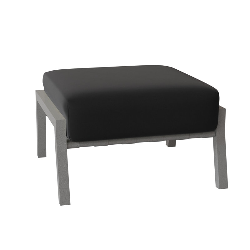 Cortland Outdoor Ottoman, Pewter Finish, Denver Scarlett Sunbrella®