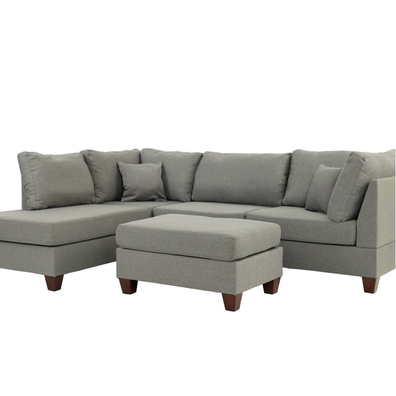 Canapé modulaire 3 pièces, Tissu gris clair