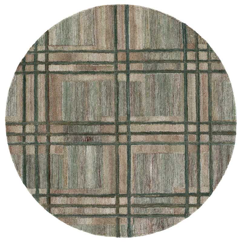 Genre Hand Tufted Plaid Indoor Rug, 6'-0" x 6'-0" Round