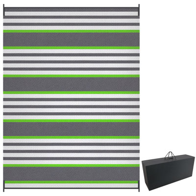 Tapis d'extérieur 9 pi x 12 pi, tapis de patio réversible imperméable avec sac de transport, tapis de paille en plastique portatif pour véhicule récréatif, camping, terrasse, cour arrière
