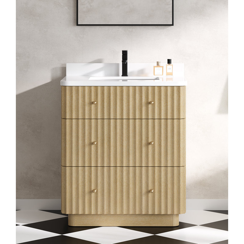 Ensemble de meuble-lavabo simple cannelé 30 po avec dosseret Maxbano, 30"