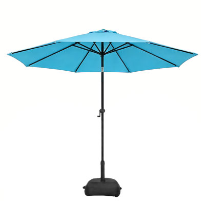 Arlmont & Co. 9 ft. Market Patio Umbrella with Base & Push Button Tilt
