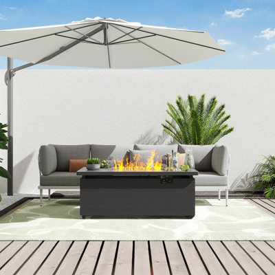 5 Pcs Patio Furniture Set With Fire Pit Table Metal Outdoor Sectional Sofa With 6" Olefin Cushion