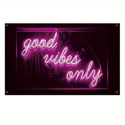 Good Vibes Only Wall Tapestry Party Flag, 3X5ft High Quality Good Vibes Only Words For Bedroom Living Room Outdoor (Not UV Type)