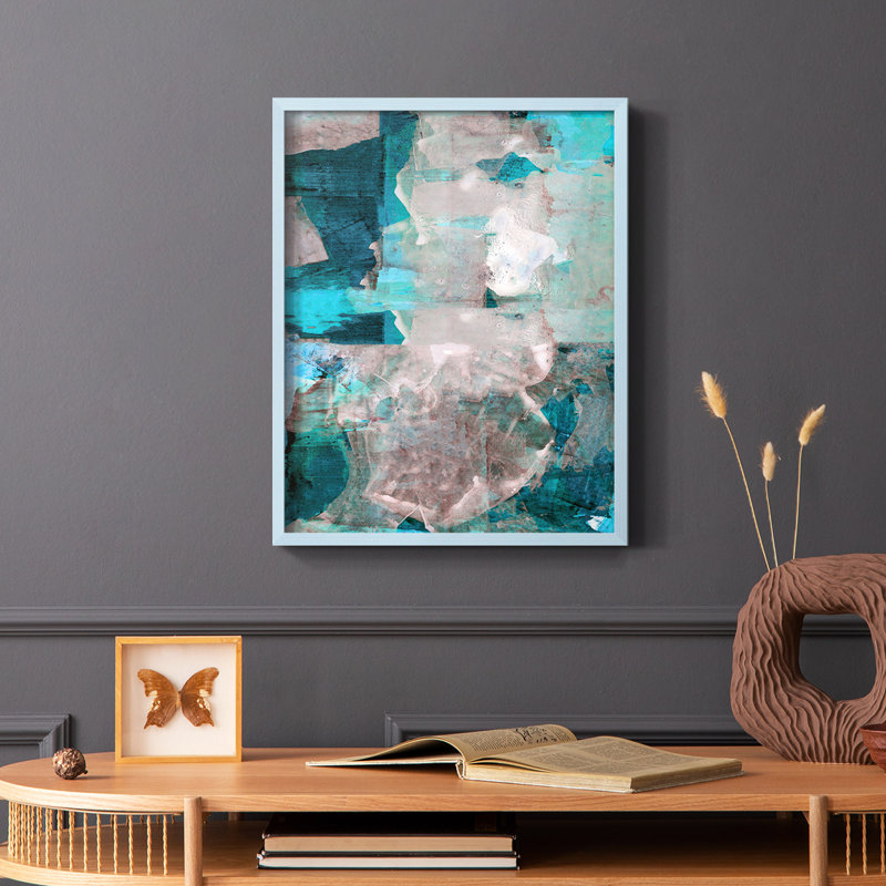 Impression encadrée Impasto III - bois massif, Bleu, H 10 po x l 8 po