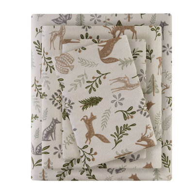 Ultra-soft Cotton Flannel Sheets And Sheet Sets, Cozy Woodland Winter Design