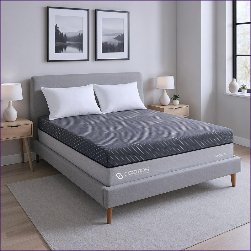 Matelas | Matelas hybride simple 12 po avec ressorts ensachés, mousse à mémoire de forme et housse de chute d'eau douce | Gris ardoise | Mousse + ressort