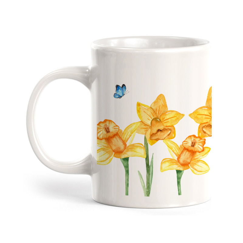 Tasse à café 15 oz Daffodils, Ensemble de verres à lait, Plastique polypropylène