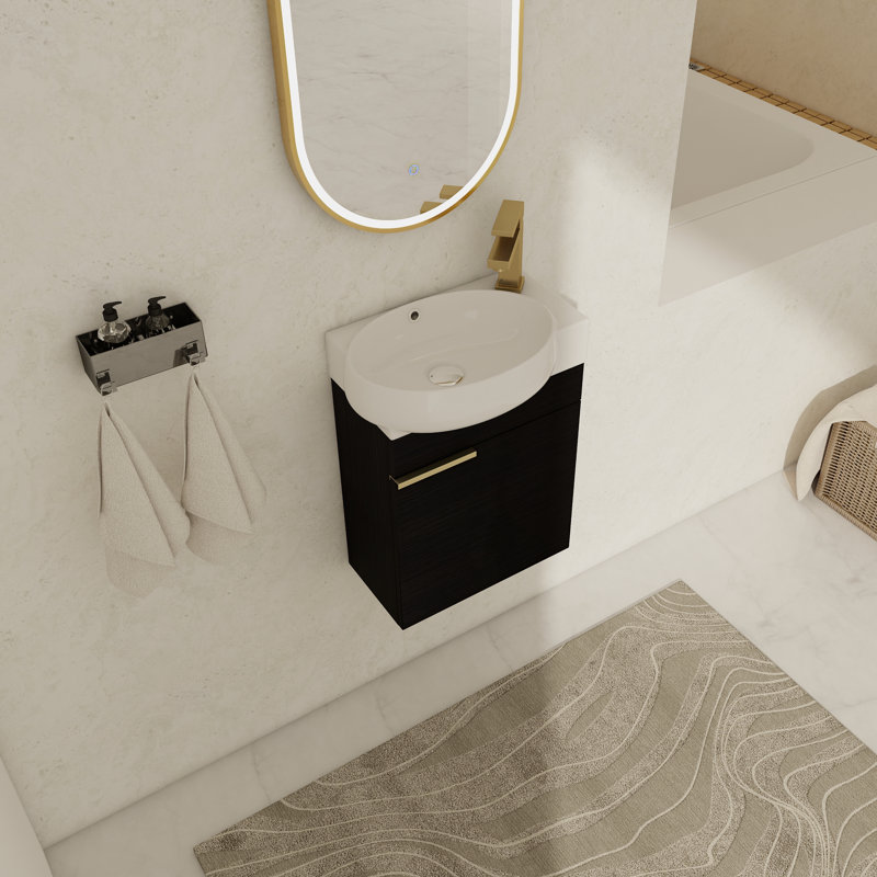 Marilisa 16 " W Wall Mounted Wall Mounted 1 Single Vanity Bathroom Vanity With Ceramic Top