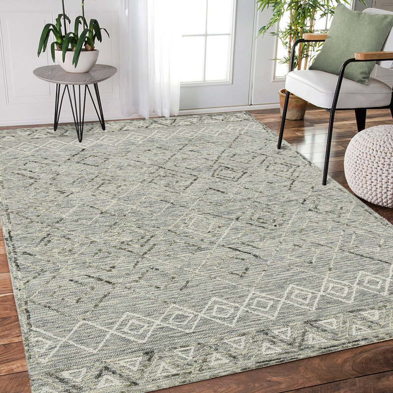 Ahnya Wool Geometric Indoor Rug, Rectangle 8' x 10'