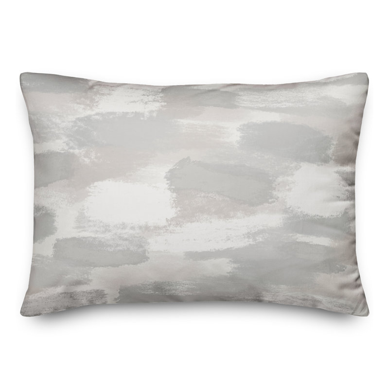 Abstract Outdoor Reversible Throw Pillow, White
