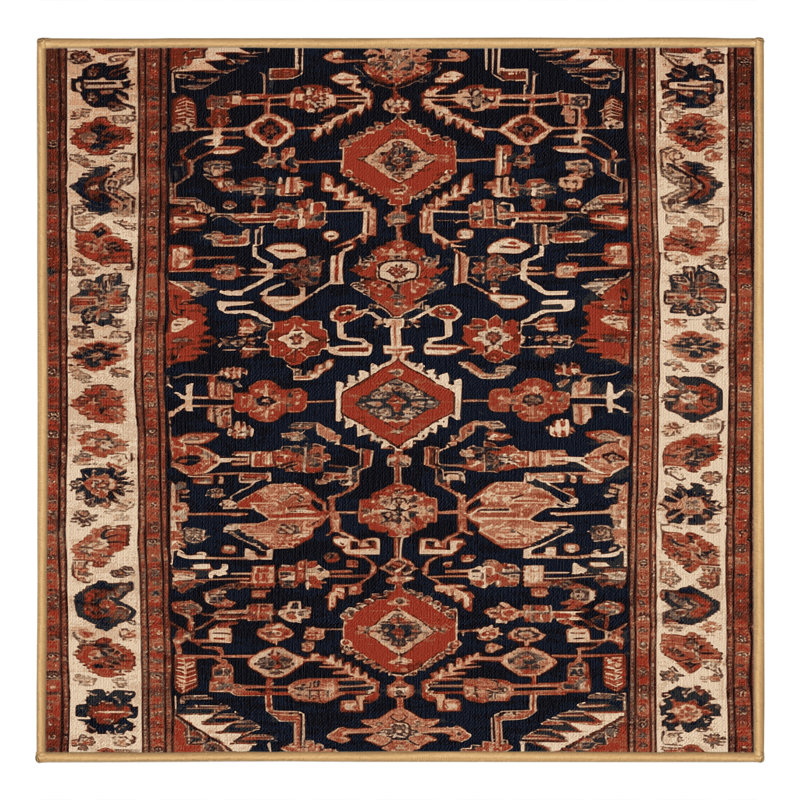 Tapis brun turc lavable à la machine, Carré 5 pi