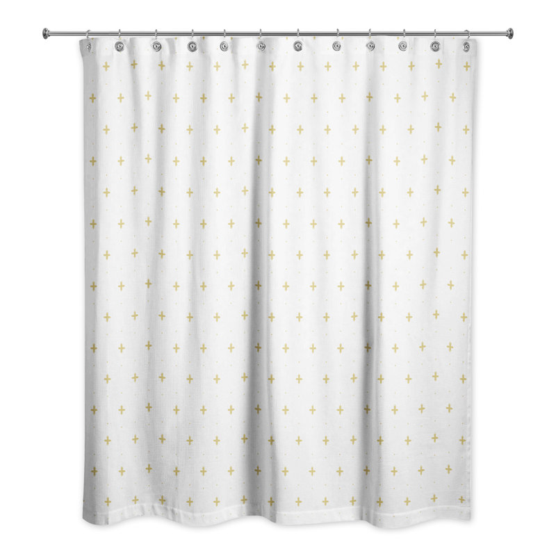Rideau de douche simple Besni, Jaune/blanc