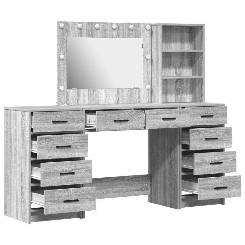 Set Of 3 Engineered Wood Standard, Grey Sonoma