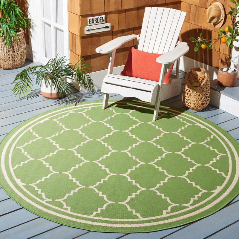 Tapis d'intérieur / extérieur à motif géométrique Herefordshire Performance, Rond 6 pi 7 po