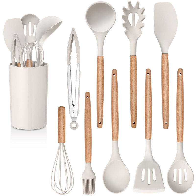Belfry Kitchen Villicana 10 Utensil Set, Grey