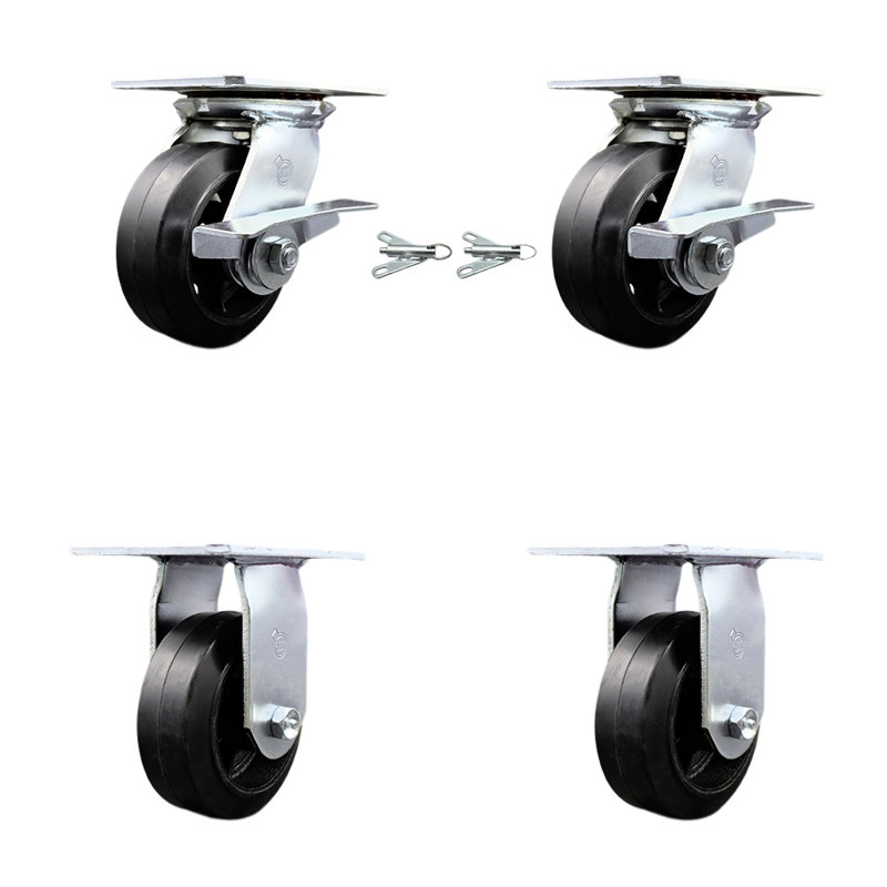 4 Piece Rubber on Steel Caster Set